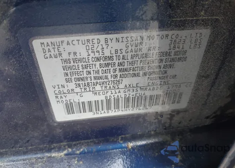 2017 Nissan Sentra Sv from USA, damaged, VIN 3N1AB7AP4HY276267